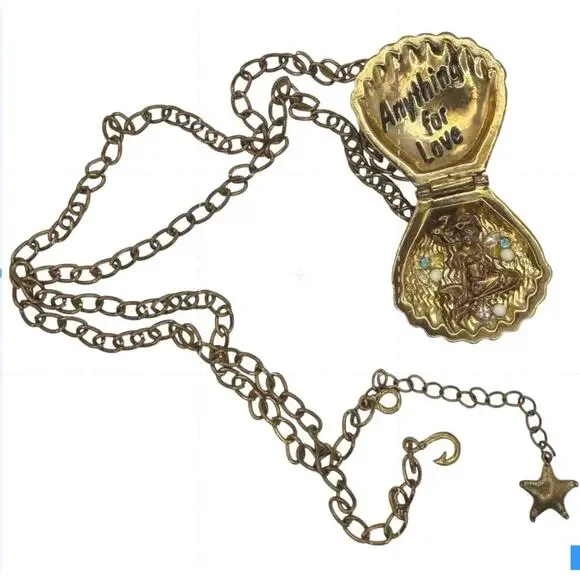 Disney Couture Mermaid Clamshell Ariel Necklace Anything for Love Pendant Whimsy - Picture 3 of 10